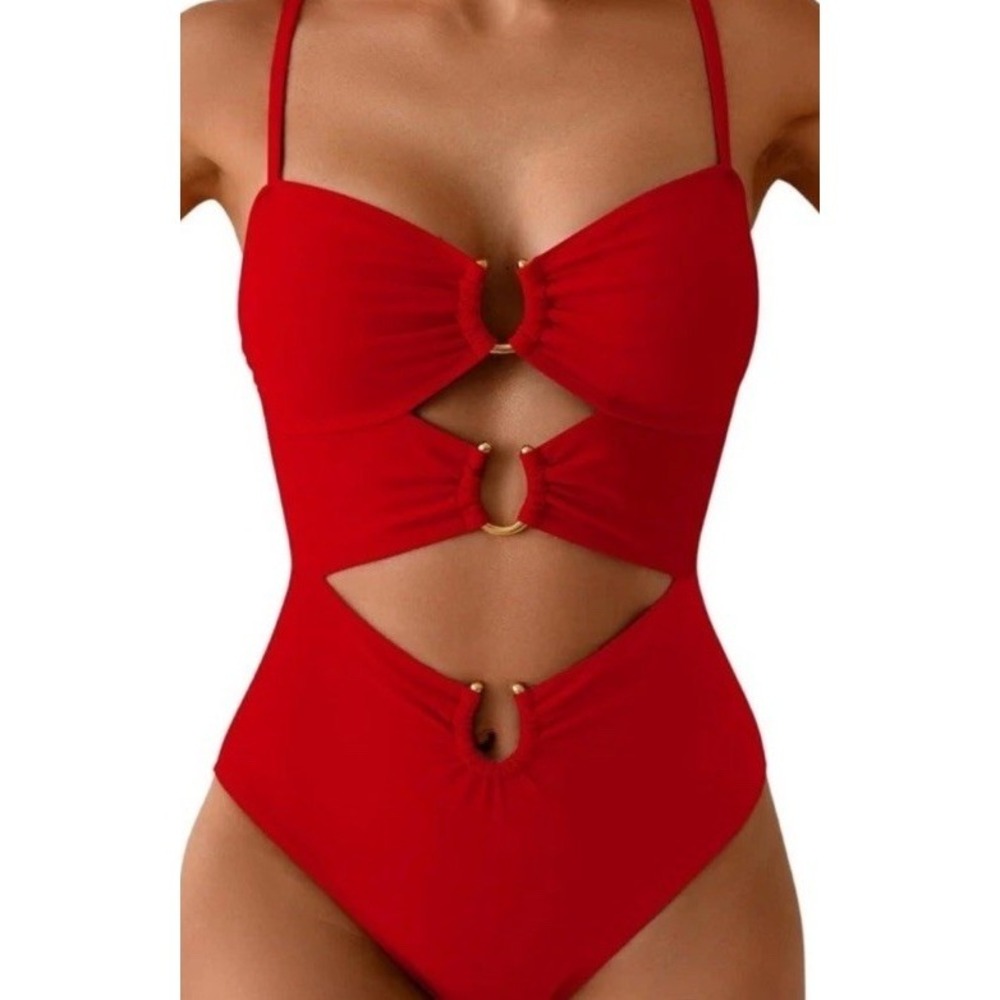 Eomenie Women's Red Ride The Beauty Sz S One Piece Bathing Suit - Picture 1 of 9